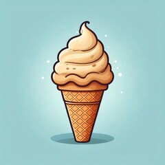 simple ice cream cone icon logo with cute cartoon illustration in high resolution