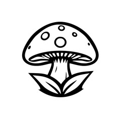 Minimalist Mushroom illustration with stylized details, featuring a toadstool with a leaf pattern.
