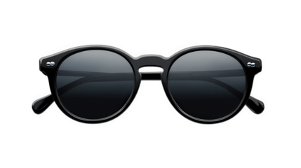pair of stylish black sunglasses with dark lenses. designed for sun protection and fashion the sunglasses have a classic round shape and a sleek frame. making them suitable for various outdoor activit