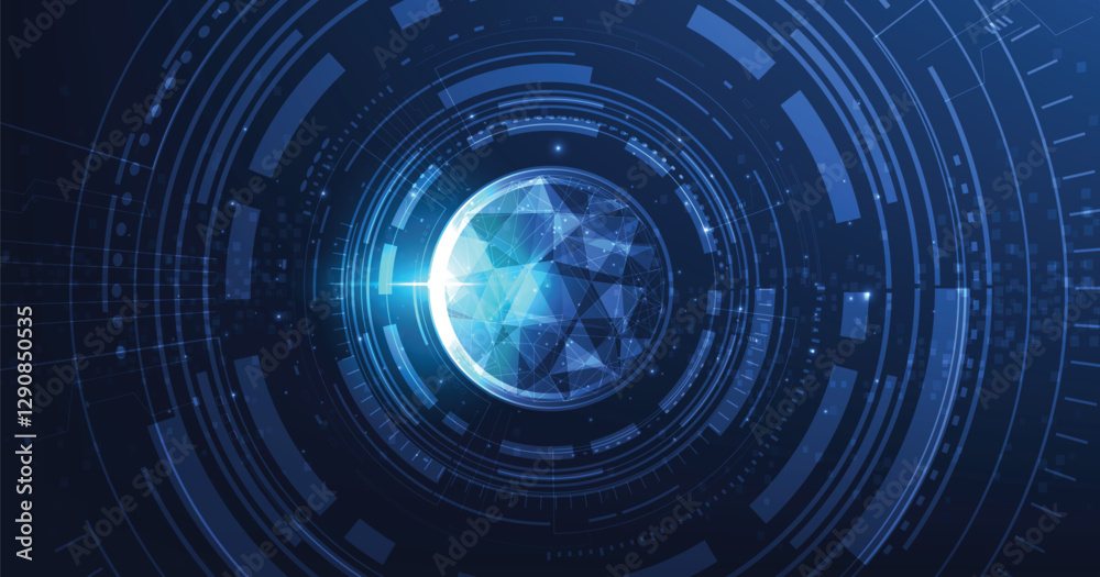 Aufkleber Circular digital background. Futuristic Circular digital technology background.High-tech circular connection system concept.