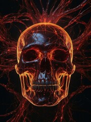 Glowing Skull with Organic Molten Veins