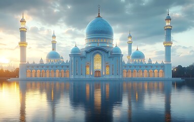 Obraz premium a white building with a blue dome and towers