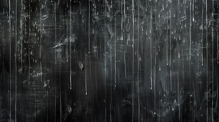 A black textured surface with white streaks of paint and drips.