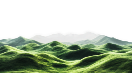 a serene landscape of rolling green hills under a bright. minimalistic sky the soft. undulating terrain creates a tranquil atmosphere. suggesting themes of nature and peace it evokes a sense of calm a