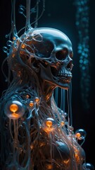 Surreal Skull Enshrouded in Ethereal Web