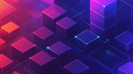 Abstract geometric background featuring colorful cubes in an isometric design layout