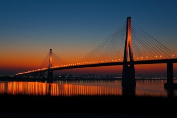 Obraz premium Incheon Twilight Bridge: Iconic City View in South Korea