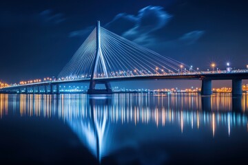 Obraz premium Incheon Twilight: Iconic Bridge Linking Cities of Korea's Evening Landscape