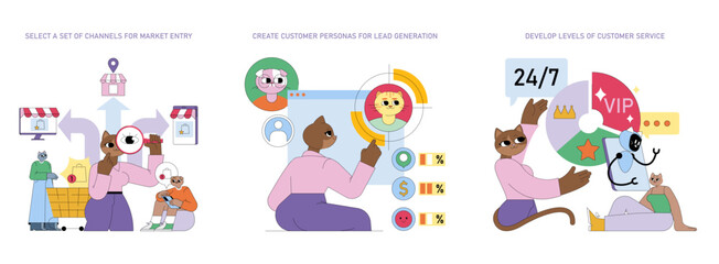 Marketing Tools. Flat Vector Illustration