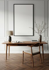 interior Frame mockup, Living room wall poster mock up. empty mockup with house background. Modern interior design. 3D render