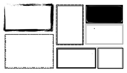Diverse black and white frame collection, rectangle and rounded shapes offering a variety of creative options for graphic design and artistic compositions