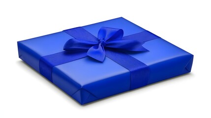 Elegantly Wrapped Blue Gift Box with Bow Ready for a Celebration or Special Occasion