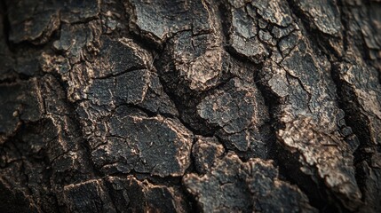 Close up of tree trunk with small bird and natural texture background in the outdoors