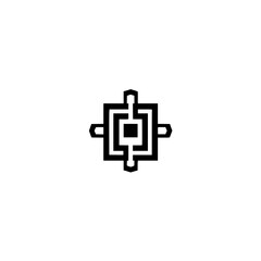 Obraz premium Black geometric abstract logo of a squared shape with a square in the center.