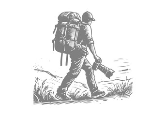 Photographer hand drawn sketch illustration vector