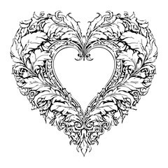 Heart shaped leaf baroque crest wreath