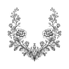 Floral elegant oval frame crest wreath wedding monogram 