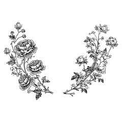 Floral elegant oval frame crest wreath wedding monogram 