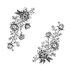 Floral elegant oval frame crest wreath wedding monogram 