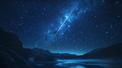 Fototapeta premium A meteor shower streaking across the night sky illuminates