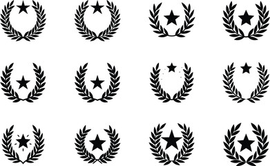 Laurel Wreath Star Icons Design Elements for Awards and Recognition