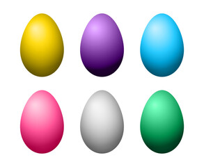set of vector volumetric painted multi-colored eggs for Easter festive design collection