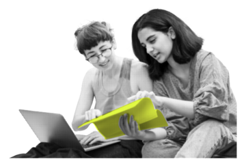 Png female students sticker, education color pop design, transparent background