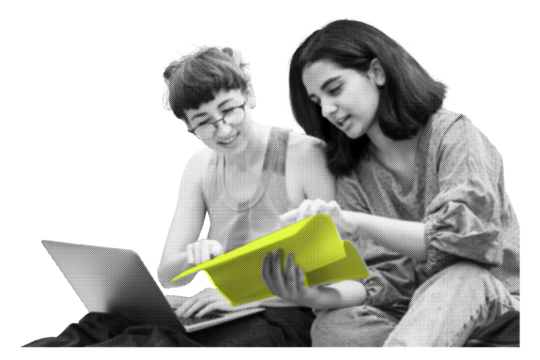 Png female students sticker, education color pop design, transparent background