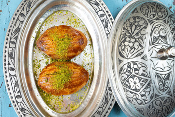 Traditional Ramadan Ottoman Cuisine Desserts, Turkish Delight and Baklava Photo, Üsküdar Istanbul, Turkiye (Turkey)