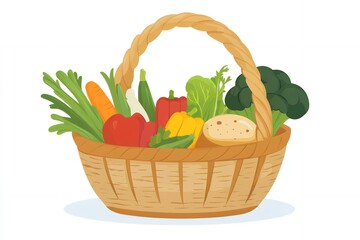 Fresh Organic Vegetables in a Wooden Basket Healthy Food Harvest Concept