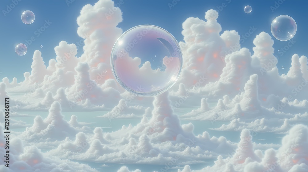 Aufkleber a sky full of clouds with a large bubble in the middle