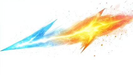 Abstract Dynamic Energy Collision Blue and Orange Lightning Streaks Powerful Energy Clashing Forces