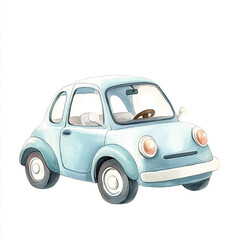 Cute Whimsical Minimalist Watercolor Car Illustration Isolated on White Background Perfect for Kids' Room Decor Stationery and Fun Art Prints for All Ages