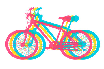 Fototapeta premium Yellow bicycle, side view. Black leather saddle and handles. Png clipart isolated on transparent background