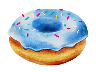 Colorful watercolor donut design perfect for textile and packaging use