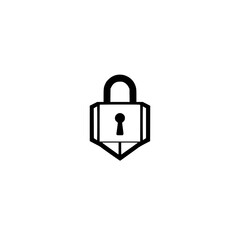 Minimalist Black and White Lock Illustration. Geometric Design. Security and Privacy.