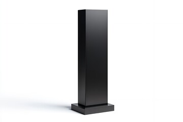 Tall Black Rectangular Stand Mockup Isolated on White Background Ideal for Product Display or Advertisement