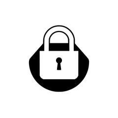 Simple padlock icon with white background, black outline, and keyhole, creating security visual.