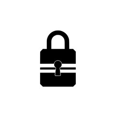 Black and white minimalist padlock icon against a white background.