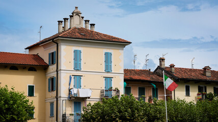 Isola Bella, Italy - September 17, 2024: Charming buildings and vibrant colors in Isola Bella Italy with a sunny sky backdrop
