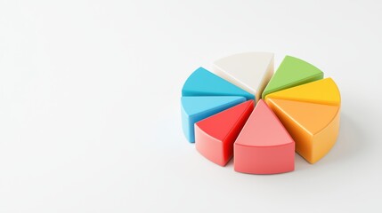 Obraz premium Colorful pie chart segments on a white background.