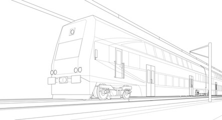 suburban electric train sketch 3d