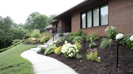 Naklejka premium Suburban Home Exterior Landscaping