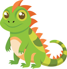 Vector Art Illustration, cute-iguana cartoon isolated on white