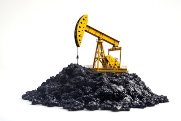 Oil Pump Jack on a Pile of Coal Energy Extraction and Fossil Fuels
