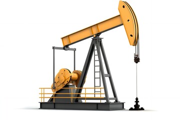 Powerful Oil Pump Jack Energy Extraction Machine 3D Render Isolated on White Background