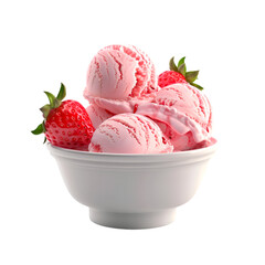 Strawberry Ice Cream Scoops in Bowl Delicious Dessert Treat