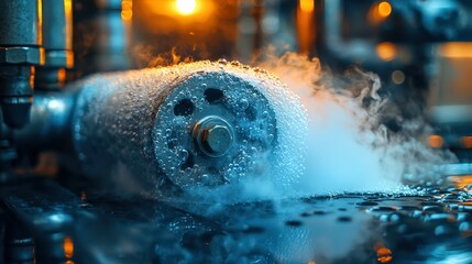 Industrial Cooling Process with Evaporating Liquid Nitrogen on Rotating Metal Cylinder Device