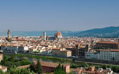 Obraz premium background with the beautiful Florence and the dome of the cattedrale santa maria del fiore