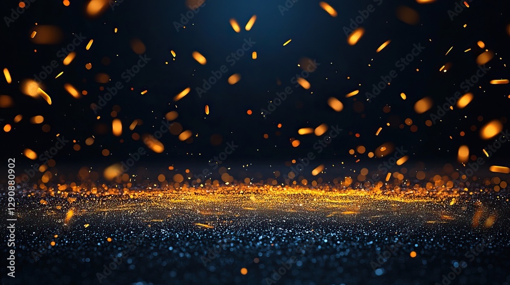 Canvas Prints glowing particles falling on dark surface, abstract background.